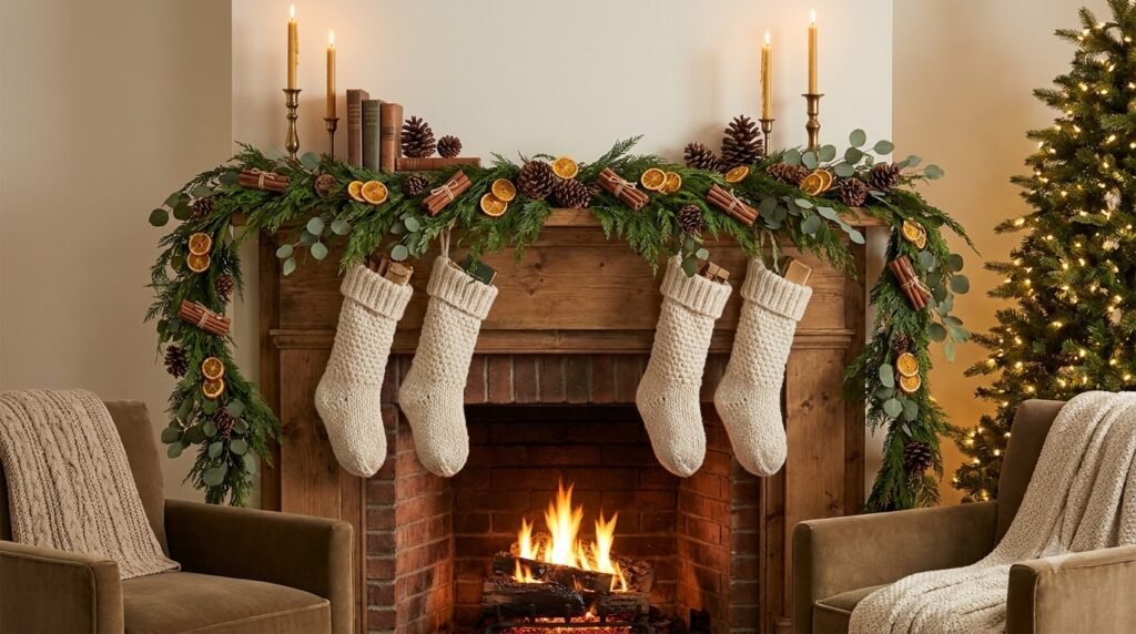 10 Beautiful Christmas Mantel Decor Ideas Natural Greenery and Citrus