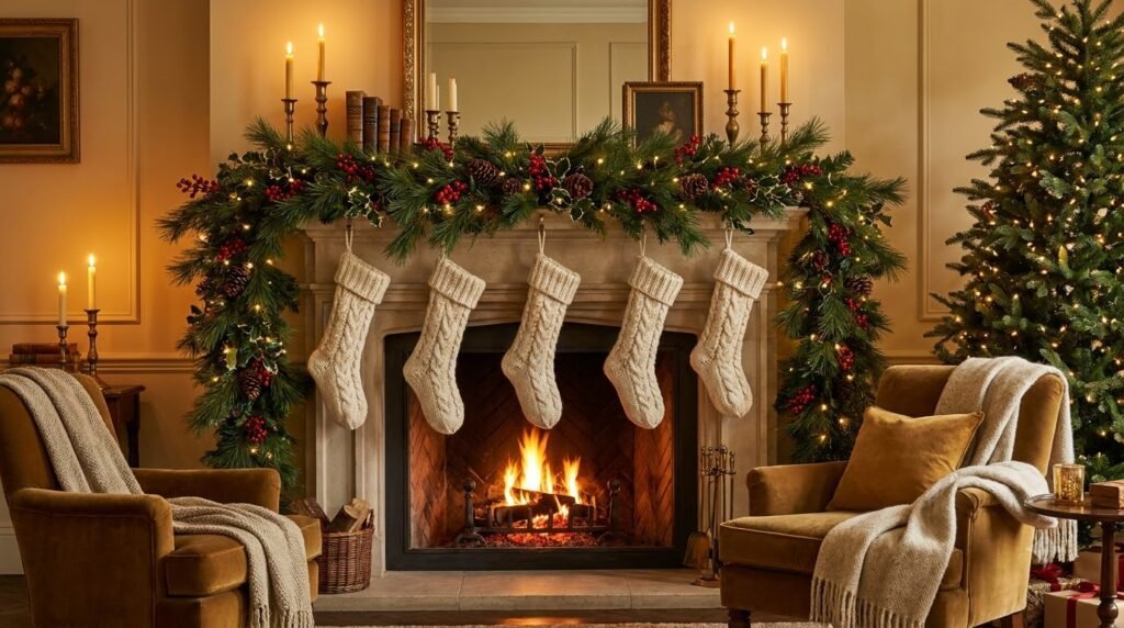 10 Beautiful Christmas Mantel Decor Ideas Traditional Evergreen Garland