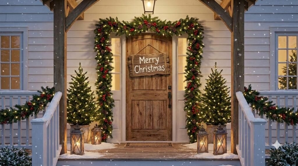 rustic christmas front porch